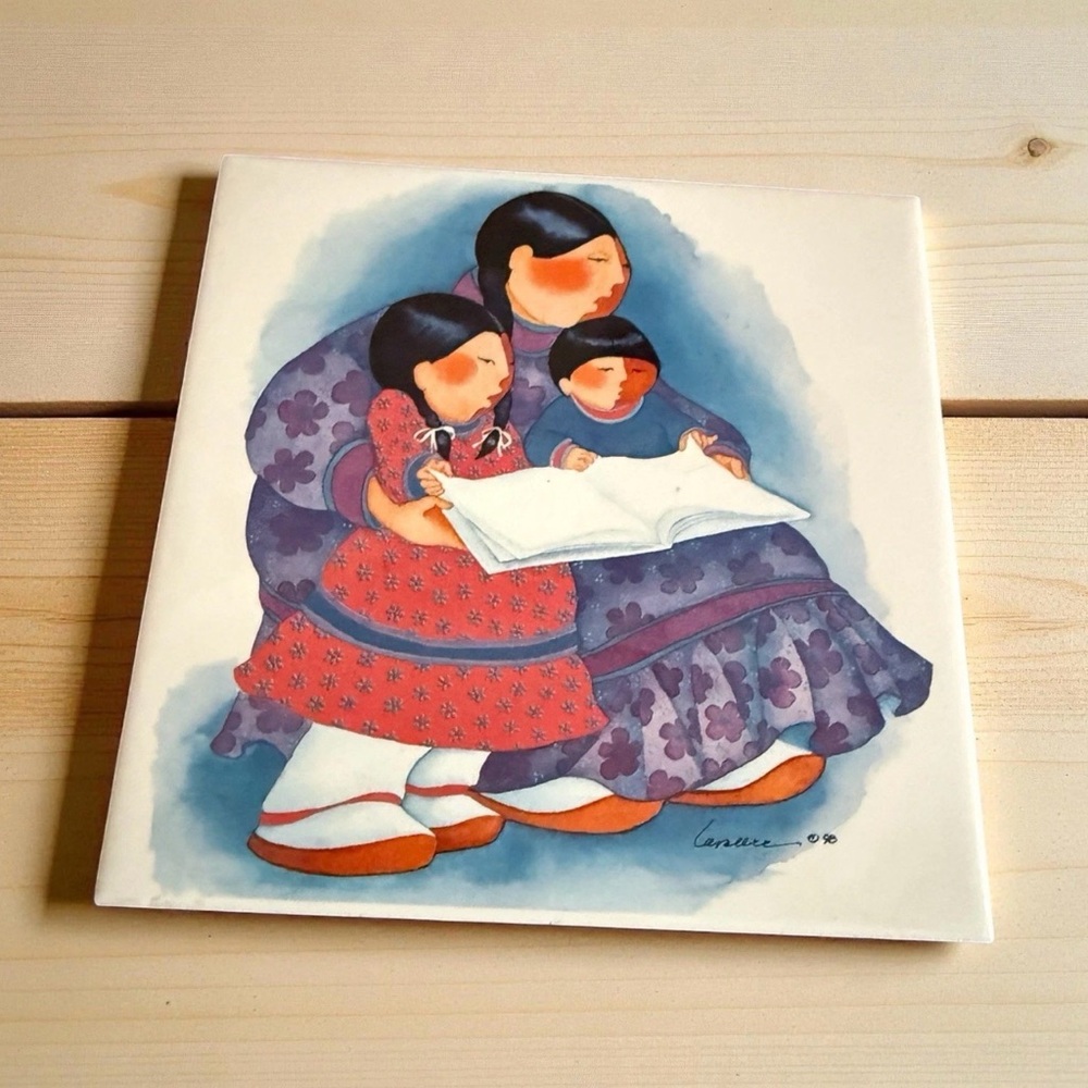 Limited Edition “Story Time” Alaskan Artist Barbara Lavalee 1998 Vintage Trivet